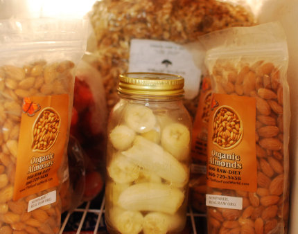 Frozen Bananas in glass jar