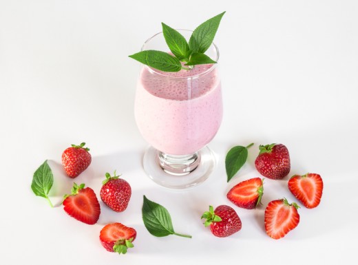 Strawberry milkshake with mint