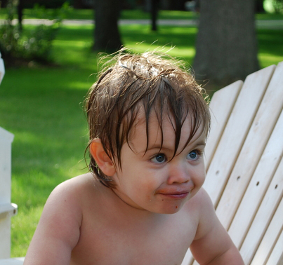 Parker at a pool party