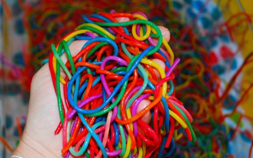 Rainbow Spaghetti for Sensory Play