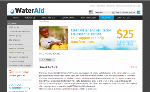 wateraid donation