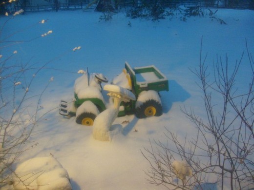 Snow on outdoor toys