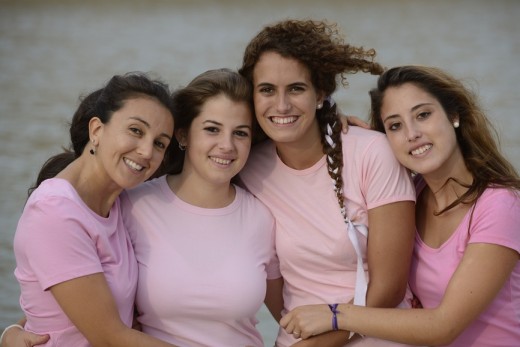 Group of women wearing pink