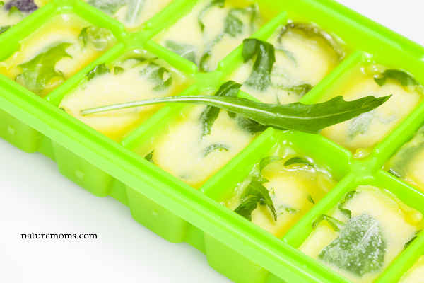 herb butter frozen in ice cube trays nm