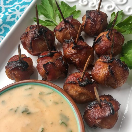 Bacon Wrapped Water Chestnuts and Spicy Mustard Dip