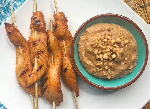 Spicy Chicken Satay with a Peanut Dipping Sauce